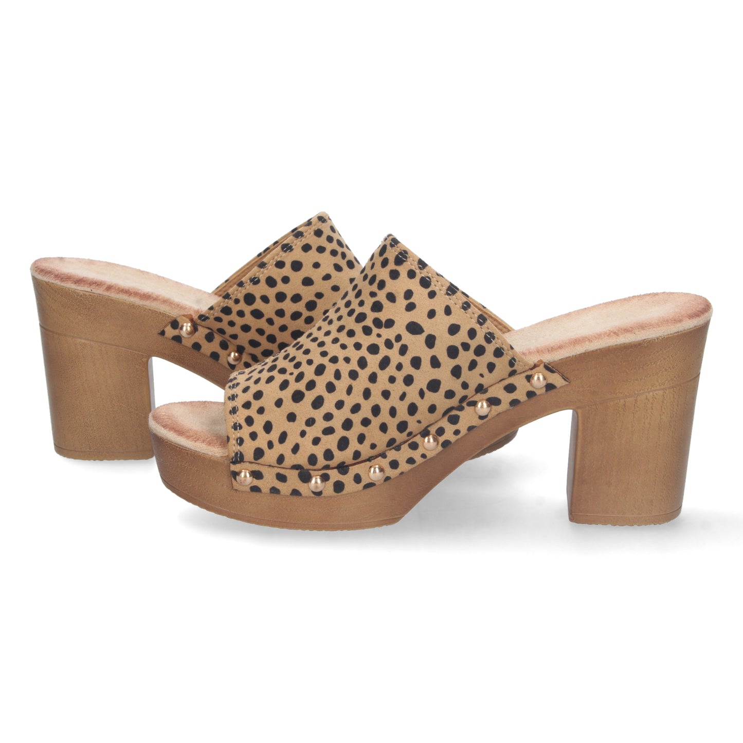 Sandalia de tacón de madera leopardo