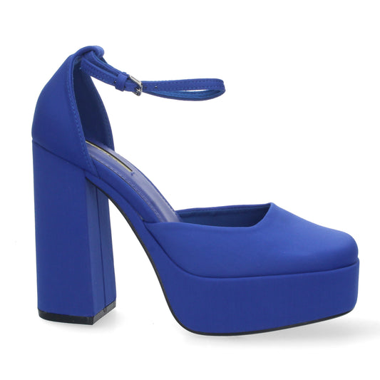 Sandalia de Tacón Plataforma Mujer Azul Eléctrico