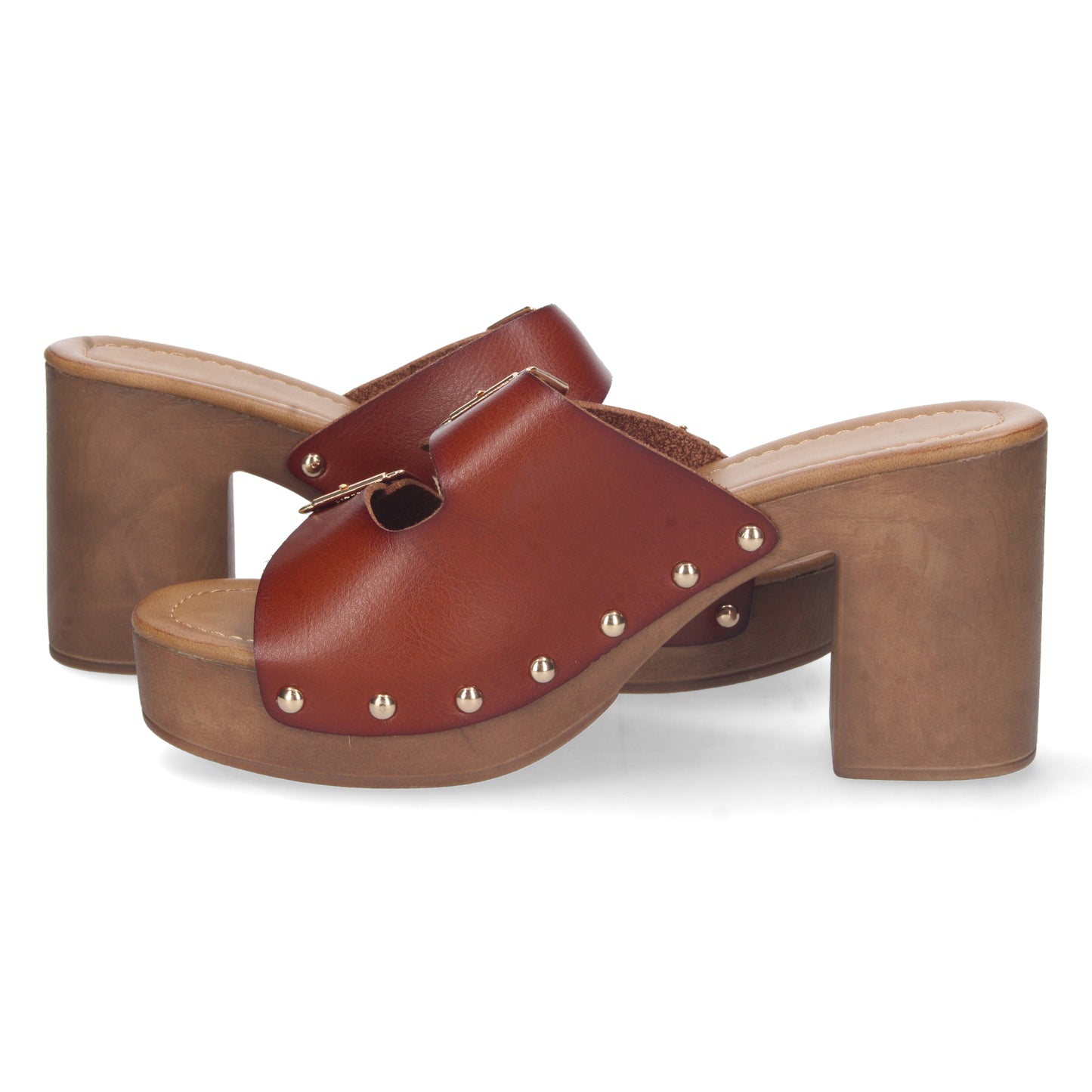 Sandalia de tacón de madera marrón